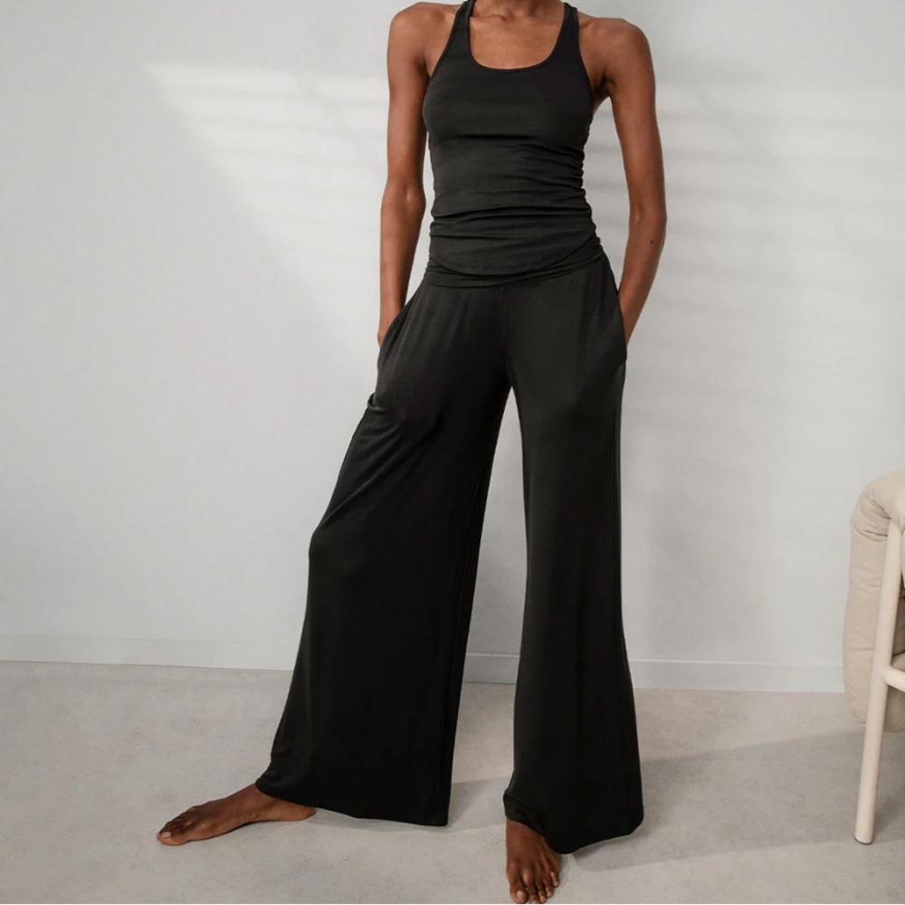 Soft modal rib fold over pant